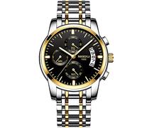 RORIOS Moda Orologio da Uomo Analogico Quarzo Orologio Luminoso Cronografo Orologio con Data e Cinturino in Acciaio Inossidabile Quadrante Orologio da Polso