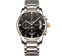RORIOS Moda Orologio da Uomo Analogico Quarzo Orologio Luminoso Cronografo Orologio con Data e Cinturino in Acciaio Inossidabile Quadrante Orologio da Polso