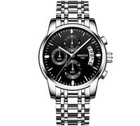 RORIOS Moda Orologio da Uomo Analogico Quarzo Orologio Luminoso Cronografo Orologio con Data e Cinturino in Acciaio Inossidabile Quadrante Orologio da Polso