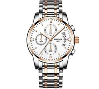 RORIOS Moda Orologio da Uomo Analogico Quarzo Orologio Luminoso Cronografo Orologio con Data e Cinturino in Acciaio Inossidabile Quadrante Orologio da Polso