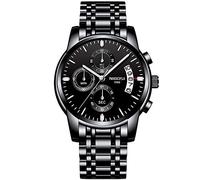 RORIOS Moda Orologio da Uomo Analogico Quarzo Orologio Luminoso Cronografo Orologio con Data e Cinturino in Acciaio Inossidabile Quadrante Orologio da Polso