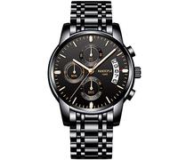 RORIOS Moda Orologio da Uomo Analogico Quarzo Orologio Luminoso Cronografo Orologio con Data e Cinturino in Acciaio Inossidabile Quadrante Orologio da Polso