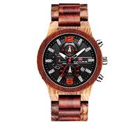 RORIOS Moda Orologio Legno da Uomo Orologio da Polso Orologio Analogico Al Quarzo Orologio di Peso Cronografo con Data e Cinturino Leggero Naturale Orologio di Legno