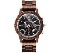 RORIOS Moda Orologio Legno Uomo Orologio da Polso Analogico Al Quarzo Orologio di Peso Cronografo con Data Leggero Naturale Orologio Men Watch