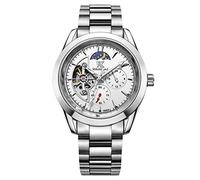 RORIOS Moda Orologio Uomo Luminoso Orologio Automatico Meccanico Orologio con Cinturino in Acciaio Inossidabile Scheletro Orologio da Polso