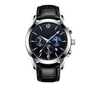 RORIOS Moda Orologio Uomo Luminoso Orologio Impermeabile Calendario Orologio con Cinturino in Pelle Analogico al Quarzo Orologio per Uomo