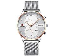 RORIOS Moda Sportivo Orologi da Polso Uomo Analogico al Quarzo Mesh Acciaio INOX Cinturino Giorno Calendario