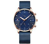 RORIOS Moda Sportivo Orologi da Polso Uomo Analogico al Quarzo Mesh Acciaio INOX Cinturino Giorno Calendario