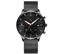 RORIOS Moda Sportivo Orologi da Polso Uomo Analogico al Quarzo Mesh Acciaio INOX Cinturino Giorno Calendario
