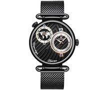 RORIOS Moda Sportivo Orologi da Polso Uomo Cronograf Analogico al Quarzo Acciaio INOX Cinturino Giorno Calendario