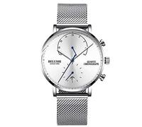 RORIOS Moda Sportivo Orologi da Polso Uomo Luminosa Analogico al Quarzo Mesh Acciaio INOX Cinturino Giorno Calendario
