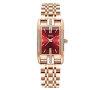 RORIOS Orologi da Donna Rettangolo Orologi da Polso Oro Rosa Acciaio Inossidabile Orologio Analogico Quarzo Signora Orologi Moda Diamante Rosso