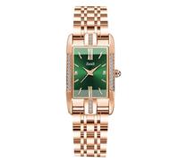 RORIOS Orologi da Donna Rettangolo Orologi da Polso Oro Rosa Acciaio Inossidabile Orologio Analogico Quarzo Signora Orologi Moda Diamante Verde