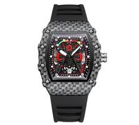 RORIOS Orologi da Polso Moda da Uomo Orologio Tonneau Sportivo Orologi Orologi Calendario Luminosi con Cinturino in Silicone Nero