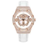 RORIOS Orologi Moda da Donna Orologi da Polso Diamante Pieno Orologi Signora Sera Orologio Analogico Quarzo Orologi Full Diamonds con Cinturino in Pelle Oro Rosa A