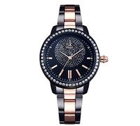 RORIOS Orologi Polso Donna Analogico Al Quarzo Orologi Diamante Simulato Dial con Cinturino in Acciaio Inox Elegante Women Watches nero A