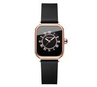 RORIOS Orologi Rettangolare da Donna Orologi Analogico Quarzo Orologi da Polso Signora Minimalista Orologi Vintage Casuale con Cinturino in Silicone Nero A