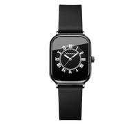 RORIOS Orologi Rettangolare da Donna Orologi Analogico Quarzo Orologi da Polso Signora Minimalista Orologi Vintage Casuale con Cinturino in Silicone Nero B
