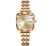 RORIOS Orologi Vintage da Donna Orologi da Polso Elegante Quadrato Orologio Analogico Quarzo Orologi Signora Diamanti con Cinturino in Acciaio Inossidabile Oro