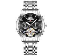 RORIOS Orologi Vintage da Uomo Orologio da Polso Acciaio Inossidabile Quarzo Orologi Luminosi Analogico Orologio Elegante Lavoro con Calendario Argento