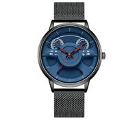 RORIOS Orologio Analogico Quarzo Orologio da Polso Moda da Uomo Orologio Scheletrati Creativi Orologio Casuale Acciaio Inossidabile Cinturino in Maglia Blu B