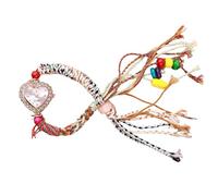RORIOS Orologio Bohemien Artigianale Intrecciato in Corde per Donne Orologioes Bracciale Perline Colorate e Decorazione Cuore Watch Quarzo Leggero Cinturino Regolabile con Fibbia a Trazione Bianco