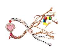 RORIOS Orologio Bohemien Artigianale Intrecciato in Corde per Donne Orologioes Bracciale Perline Colorate e Decorazione Cuore Watch Quarzo Leggero Cinturino Regolabile con Fibbia a Trazione Rosso