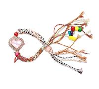 RORIOS Orologio Bohemien Artigianale Intrecciato in Corde per Donne Orologioes Bracciale Perline Colorate e Decorazione Cuore Watch Quarzo Leggero Cinturino Regolabile con Fibbia a Trazione Rosa