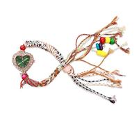 RORIOS Orologio Bohemien Artigianale Intrecciato in Corde per Donne Orologioes Bracciale Perline Colorate e Decorazione Cuore Watch Quarzo Leggero Cinturino Regolabile con Fibbia a Trazione Verde