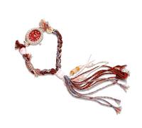 RORIOS Orologio Bohémien Donne Bracciale Intrecciato Pompom Perle Quartz Analogico Acqua-Repellente Accessorio Moda per Spiaggia Festa & Giorni Ordinarie Rosso