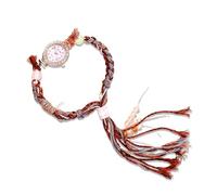 RORIOS Orologio Bohémien Donne Bracciale Intrecciato Pompom Perle Quartz Analogico Acqua-Repellente Accessorio Moda per Spiaggia Festa & Giorni Ordinarie Rosa