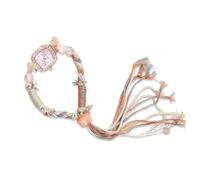 RORIOS Orologio Boho per Donne-Bracciale Intrecciato Artigianale Perle Vintage con Pompom Accessorio di Moda Casual Spiaggia/Viaggio/Festival Rosa