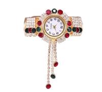RORIOS Orologio Bracciale Donna con Cristalli Elegante Orologioes Bangle Ton Oro a Movimento Quarzo Watch Fashion Multicolore per Uso Quotidiano & Regalo Rosso verde