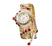 RORIOS Orologio Bracciale Donna Oro con Decorazioni Strass Orologioes Elegante Quarzo Analogico Watches Fashion per Lei Rosso