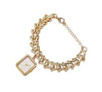 RORIOS Orologio Bracciale Donne Quadrante Quadrato Catena Dorata Orologioes Analogico Quartz Acque Resistente per Eventi Casual Regalo Bianco