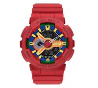 RORIOS Orologio Coppia Elettronico Orologio da Polso Multifunzione Militare Orologio Uomo Donna Orologio Digitale Quarzo Resina Cinturino per Ragazze Ragazzi Rosso chiaro A