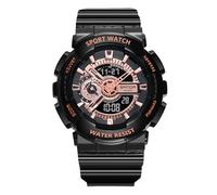 RORIOS Orologio Coppia Elettronico Orologio da Polso Multifunzione Militare Orologio Uomo Donna Orologio Digitale Quarzo Resina Cinturino per Ragazze Ragazzi Nero Oro rosa A