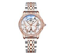 RORIOS Orologio da Donna Luminoso Orologio con Cinturino in Acciaio Inossidabile Automatico Meccanico Orologio Scheletro Dial Orologio Da Polso