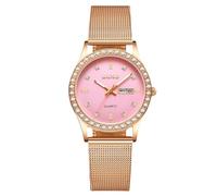 RORIOS Orologio da Donna Orologio Casual Quarzo Orologi da Polso Orologio Signora Diamante Orologio Luminosi Analogico Orologi Oro Rosa Cinturino in Maglia Rosa