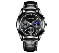 RORIOS Orologio da Polso Classico Acciaio inossidabile Orologio Multifunzione da Uomo Orologio Elegante Business Orologio Analogico Quarzo Impermeabile Nero A
