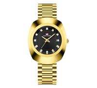 RORIOS Orologio da Polso Coppia Acciaio Inossidabile Oro Orologio Quarzo da Uomo Donna Orologi Semplice Diamanti Orologio Luminoso Analogico Nero A