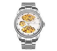 RORIOS Orologio da Polso Coppia Meccanico Orologi Uomo Donna Orologio Automatico Acciaio Inossidabile Orologio Luminosi Scheletrato Orologio Lavoro Elegante Bianco
