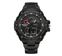 RORIOS Orologio da Polso Elettronico Doppio Display da Uomo Orologio 5ATM Impermeabile Orologio Digitale Quarzo Orologio Multifunzione Militare Acciaio Inossidabile Nero