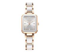 RORIOS Orologio da Polso Quadrato per Donne Cinturino in Metallo Quadrante Con Diamanti Orologi Fashion e Eleganti Watch Bianco