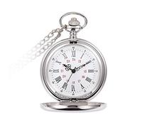 RORIOS Orologio da Tasca Classico Al Quarzo con Catena Orologi Taschino per Donna Acciaio Inossidabile Orologio Quarzo da Tasca Uomo