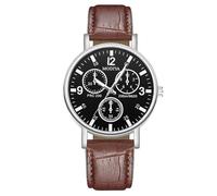 RORIOS Orologio da Uomo a Quarzo con Tre Sub-dial Orologioes Polso in Pelle Casual Watches Analogico alla Moda per l'Uso Giornaliero Nero e marrone