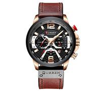 RORIOS Orologio da Uomo Analogico Quarzo Cronografo con Data e Cinturino in Pelle Band Orologio Sportivo da Maschile