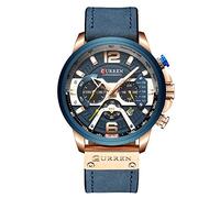 RORIOS Orologio da Uomo Analogico Quarzo Cronografo con Data e Cinturino in Pelle Band Orologio Sportivo da Maschile