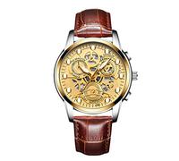 RORIOS Orologio da Uomo Luminoso Analogico al Quarzo con Cinturino in Pelle - Impermeabile