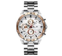 RORIOS Orologio da uomo luminoso da uomo calendario impermeabile Orologioes di moda Cinturino in pelle e cinturino in acciaio inossidabile Adatto agli uomini Bianco oro